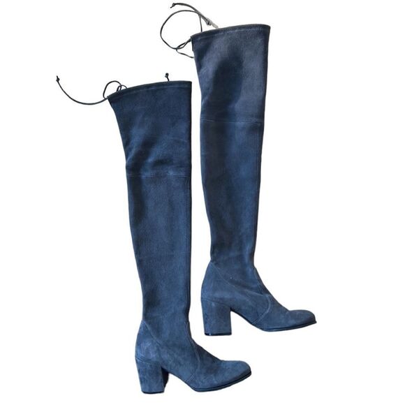 Stuart Weitzman Women's Genna 60 City Boot in Grey Suede with Tie Size 7 - Picture 1 of 7